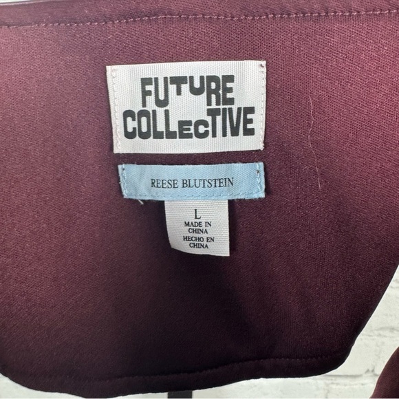 Future Collective Maroon Crop Faux Leather Top Size Large - Picture 3 of 8